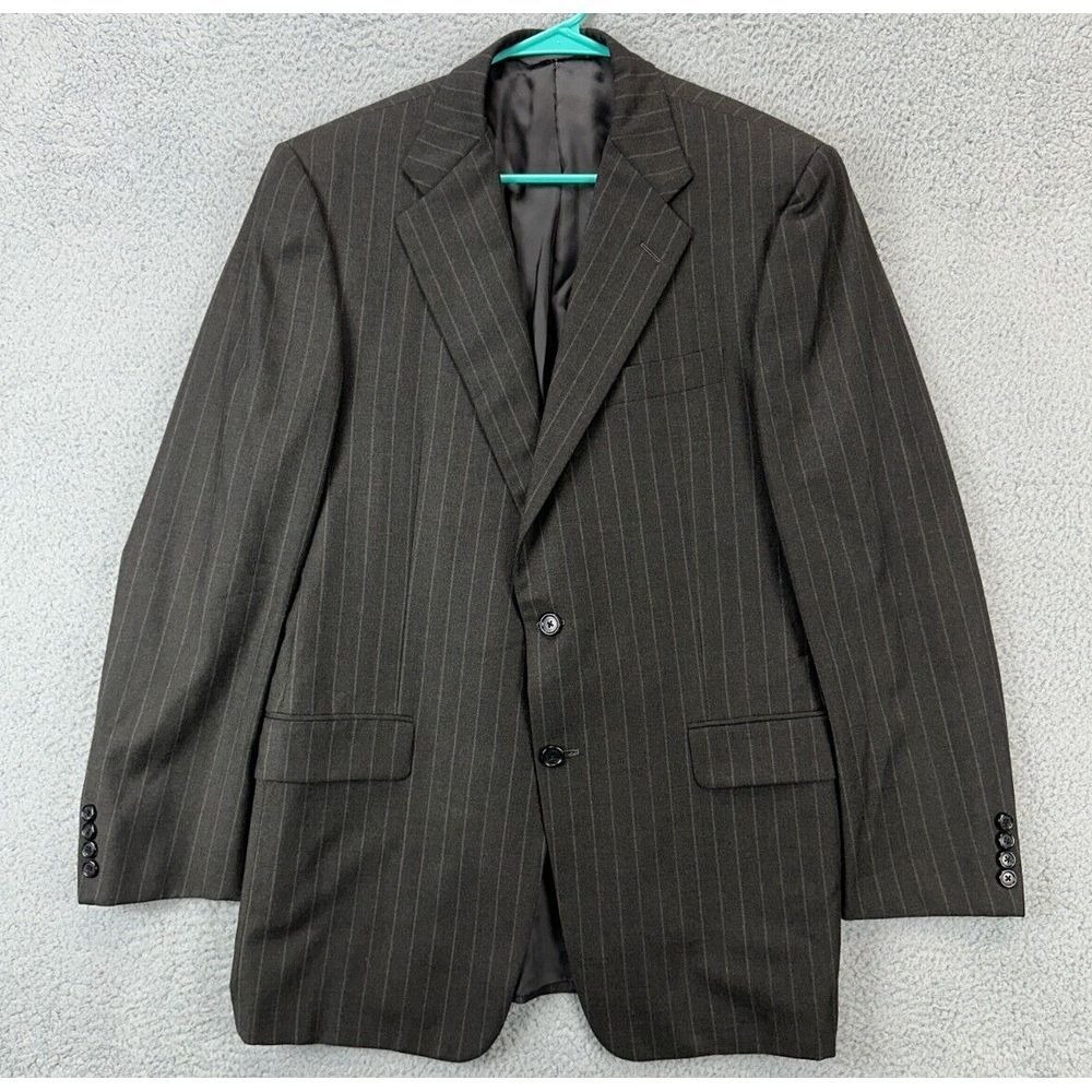Hickey-Freeman Blazer Mens 40R Grey Striped Wool Cashmere Blend 2 Button Tuxedo